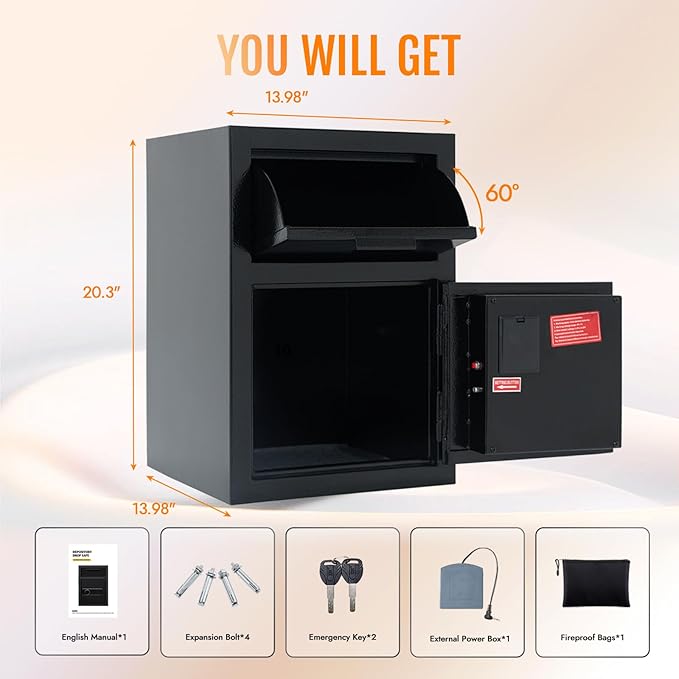 2.6 Cu Ft Drop Safe for Business Money Safe Box with Drop Slot Digital Combination and Anti-Fishing for Home Office Cafe Restaurant Jewelry