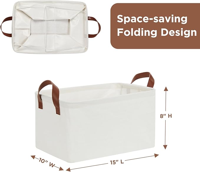 DULLEMELO Foldable Fabric Storage Bins for Closet Organization - Set of 2 Decorative Bins for Bedroom, Natural Color