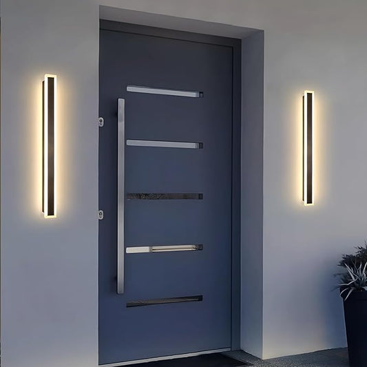 Modern Outdoor Wall Lights, 2 Pack 31.5 inch Exterior Sconces Wall Lighting 3000K LED Modern Outdoor Lights IP65 Waterproof Linear Exterior Wall Light for Garage Porch Patio