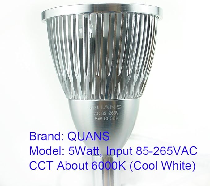 QUANS 5W 5x1W Cool White Clamp Clip on 19inch Flexible Gooseneck High Power LED Desk Table Sewing Study Work Bedside Reading Swing Arm Light Lamp,Ultra Bright Silver 110V US Plug