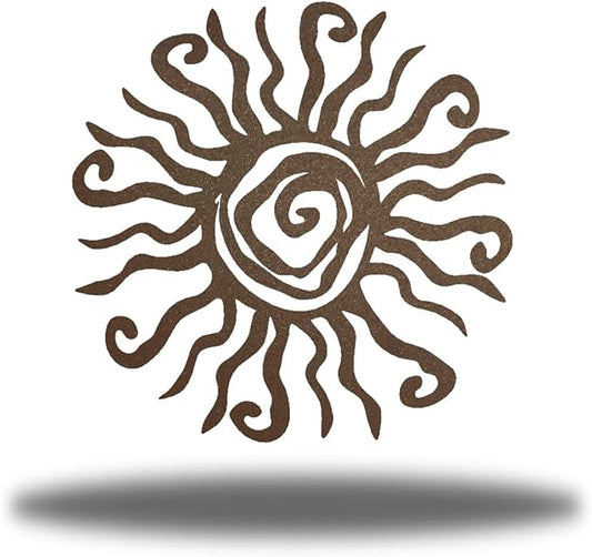 Riverside Designs Wacky Sun Metal Wall Art Indoor/Outdoor Decor - 12" Rust Rust Proof Wall Sculpture - Made in USA - Ideal for Bedroom, Garden, Home, Patio and Farmhouse