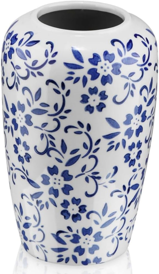 8.6" Blue and White Vase,Blue Vases Home Decor,Porcelain Vase, Ceramic Vintage Chinoiserie Decor,Home, Living Room, Dining Table, Bookshelf, Office Decor, Bedroom, Table, and Kitchen（Small）
