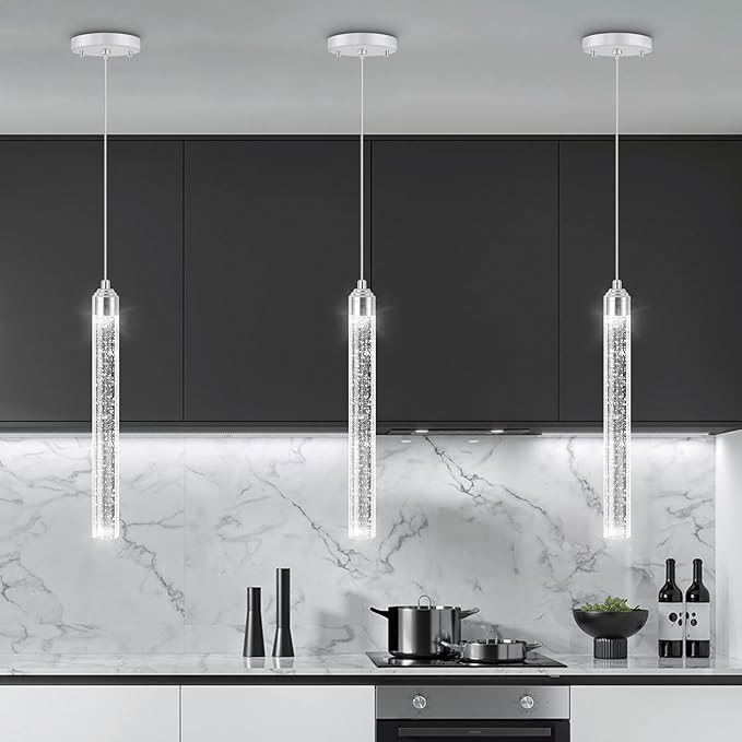 1-Light Modern Crystal Pendant Lighting LED Dimmable Pendant Light Kitchen Island Dining Room