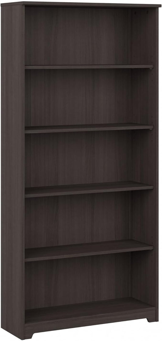 Bush Furniture Cabot Tall 5 Shelf Bookcase | Large Open Bookshelf in Heather Gray | Sturdy Display Cabinet for Library, Living Room, and Home Office