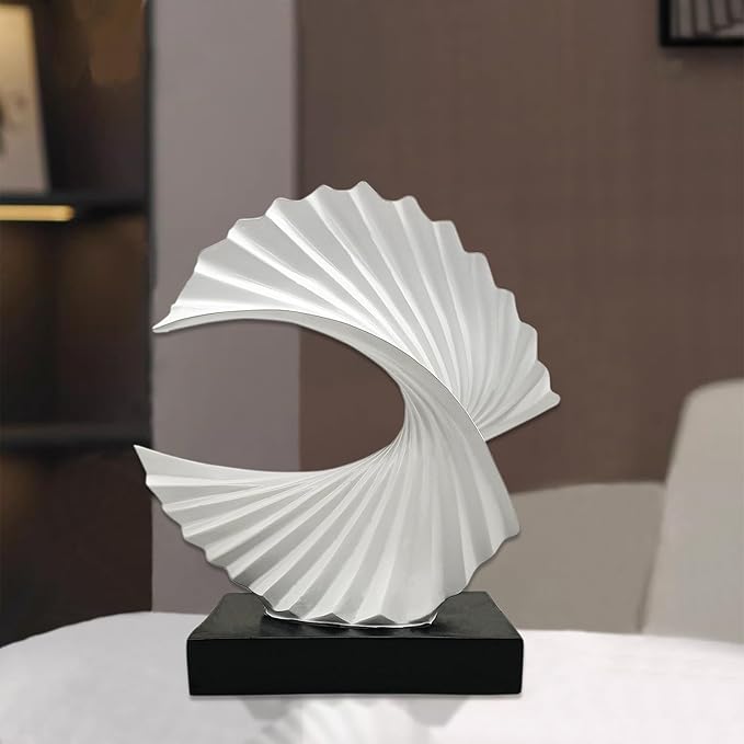 Wave Sculpture, Resin Home Decor Art, Modern Funky Wave Sea Ornament, Abstract Statues, White