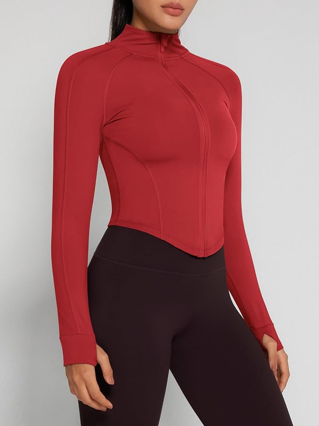 GYM RAINBOW Womens Snatched Workout Jackets Lightweight Zip Up Slim Fit Gym Track Athletic Jackets with Thumb Holes