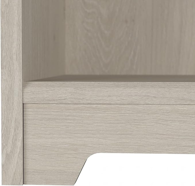 Bush Furniture Cabot Tall 5 Shelf Bookcase | Large Open Bookshelf in Linen White Oak | Sturdy Display Cabinet for Library, Living Room, and Home Office