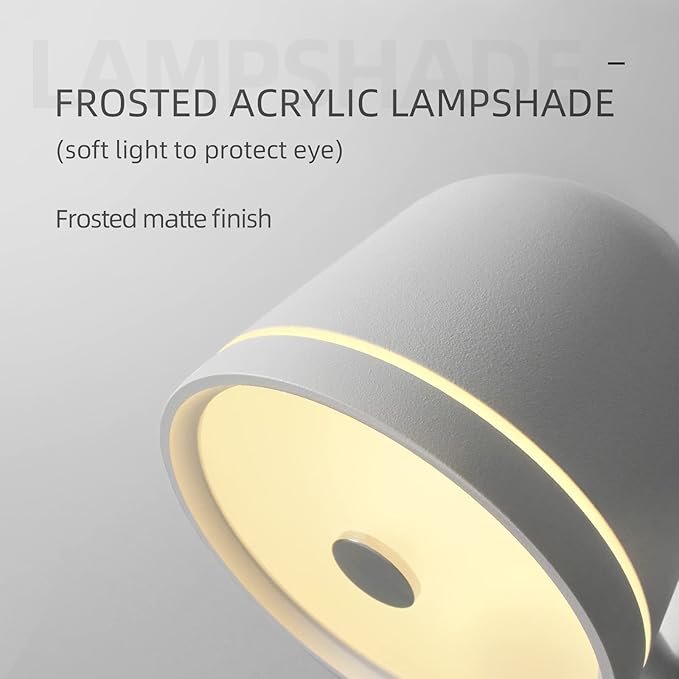 Aisilan LED Plug in Wall Sconce with Touch Dimmable Control Adjustable Wall Mounted Lamp Angle Anti-Glare Matte White Aluminum Bedside Reading Wall Lights for Bedroom Living Room