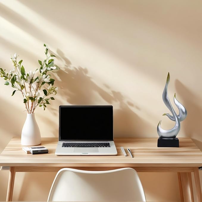 Dosker Flame Sculptures Home Decor, Abstract Statues Table Decor, Shelf Decor for Living Room Office, Kitchen (Silvery)