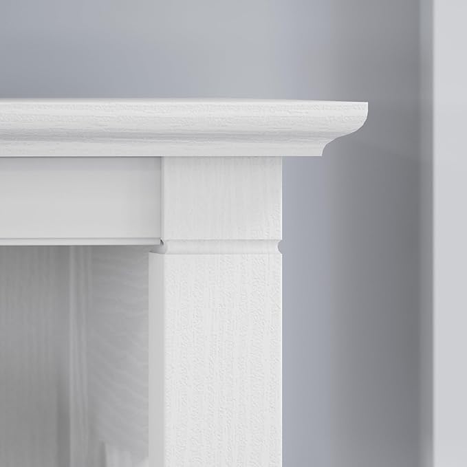 Bush Furniture Tall 5 Shelf Bookcase for Living Room or Home Office, Large Bookshelf, Modern Farmhouse Style, Key West Collection, Pure White Oak