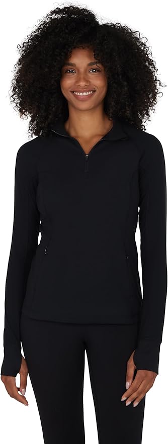 Yogalicious Half Zip Lightweight Workout Long Sleeve Athletic Jacket with Front Pockets and Thumbholes