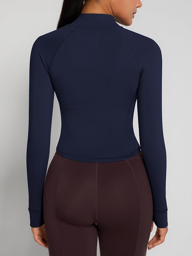 GYM RAINBOW Womens Snatched Workout Jackets Lightweight Zip Up Slim Fit Gym Track Athletic Jackets with Thumb Holes