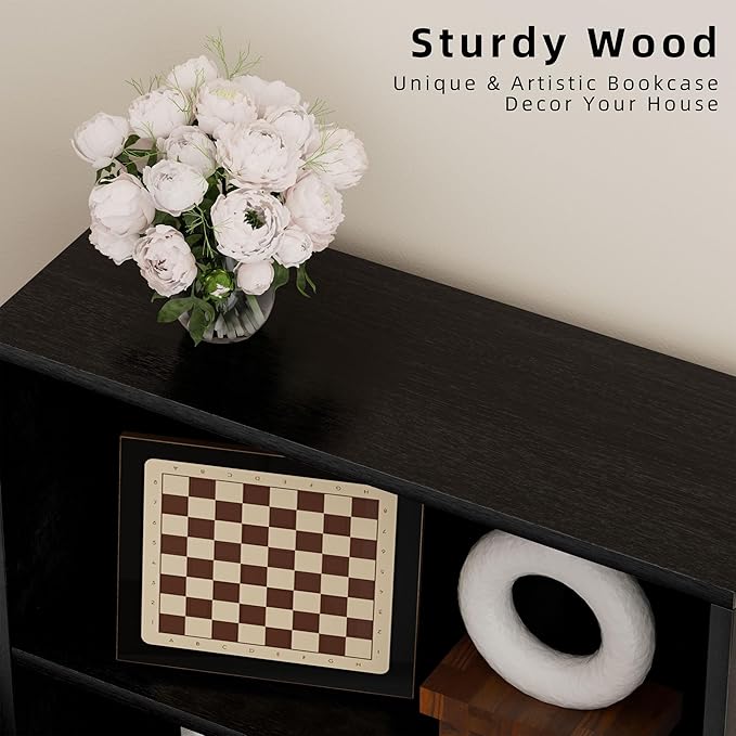 JAMFLY Open Bookshelf and Bookcase Set of 2, 6 Shelf Storage Shelves Tall Bookcase for Bedroom, Living Room and Office, Black