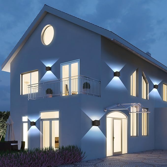 LED Outdoor Wall Lights Exterior/Interior 3 Colors Adjustable 15W Wall Light Fixture IP65 Waterproof Porch Exterior Wall Sconce Modern Outdoor Lighting Square Aluminum Black Up and Down Lights