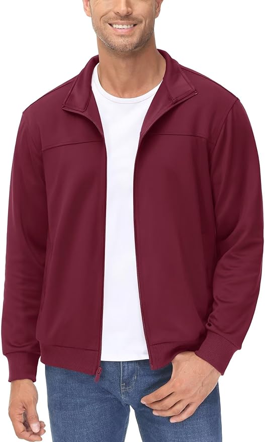 MAGCOMSEN Men's Track Jackets Lightweight Full-Zip Casual Coat Workout Running Athletic Active Jacket With Pockets