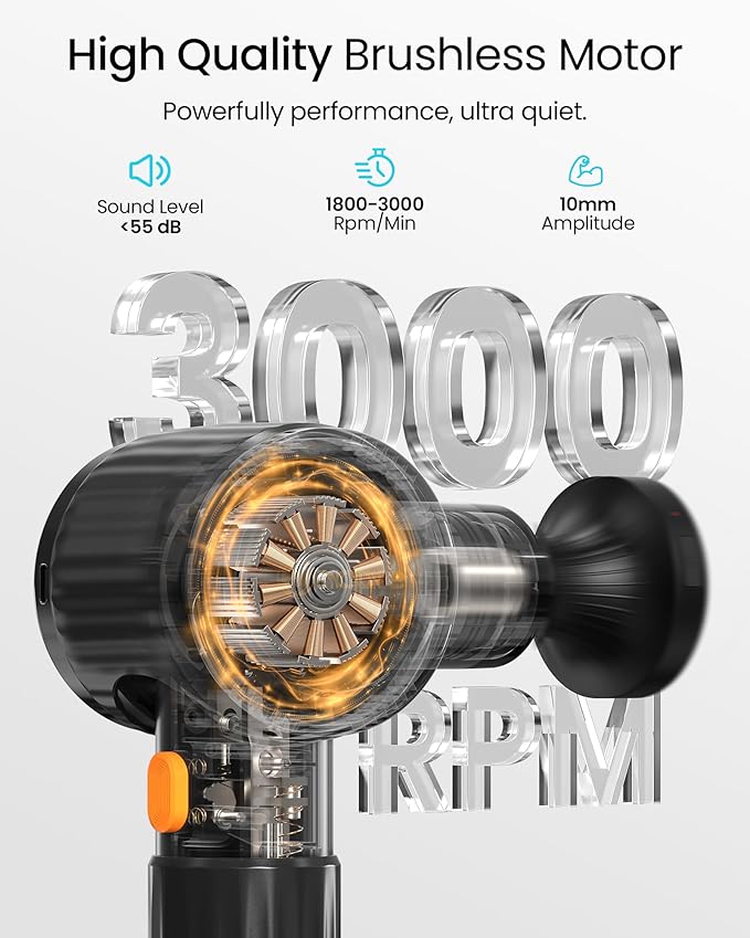 NAPRE Massage Gun with Heat,Massage Gun Deep Tissue with Extension Handle & 3 Adjustable Angles,Handheld Percussion Back Massager for Muscle/Neck/Body Pain Relief with Portable Case,Black