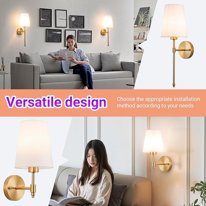 Battery Operated Wall Sconce Set of 2, Rechargeable Wall Sconce with 10000mAh Bulb and Remote, Up to 50 Hrs Use, RGB Dimmable Wireless Wall Lights for Living Room Bedroom Hallway