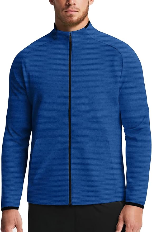 Zengjo Men's Track Jackets Full Zip Running Athletic Workout Lightweight Windproof Jacket with Zipper Pockets Quick Dry