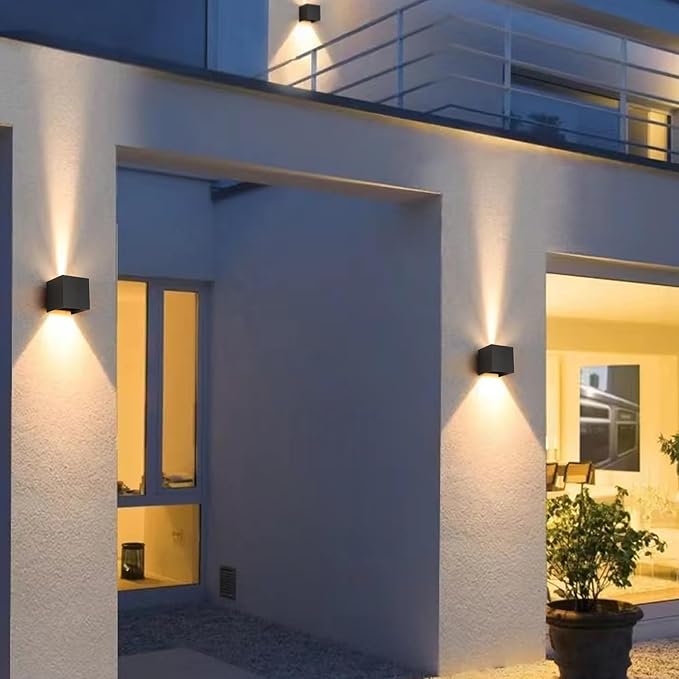 LED Outdoor Wall Lights Exterior/Interior 3 Colors Adjustable 15W Wall Light Fixture IP65 Waterproof Porch Exterior Wall Sconce Modern Outdoor Lighting Square Aluminum Black Up and Down Lights