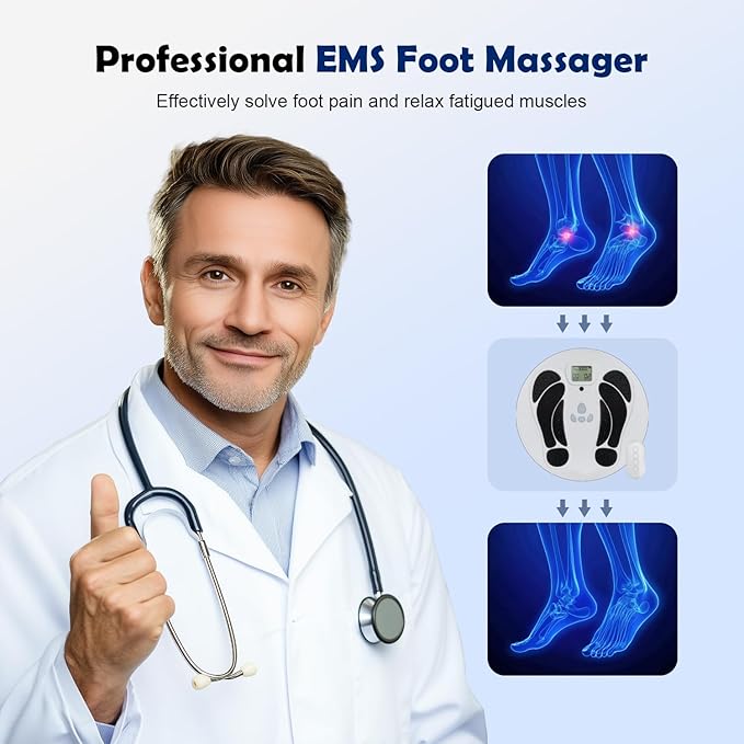 Electronic Muscle Stimulator (Model: AST-300W),EMS Foot Massager for Neuropathy, TENS & EMS Foot Circulation Stimulator (Big)