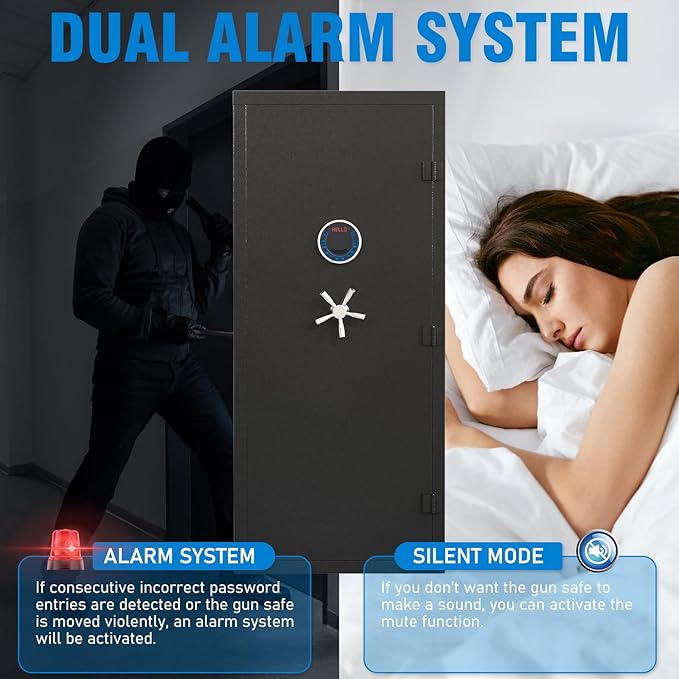 15-20 Gun Safe for Rifles and Pistols, Large Unassembled Rifle Safe with Adjustable Shelf & Gun Rack, Quick Access Gun Cabinet for Home and Shotguns with Mute Function & Dual Alarm