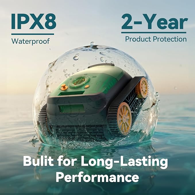 (2025 Upgrade) CliBot Robotic Pool Cleaner with 210 Mins Runtime, Smart Navigation, Triple Brushless Motors, Automatic Pool Vacuum Robot with Wall & Waterline Cleaning Function for Inground Pools