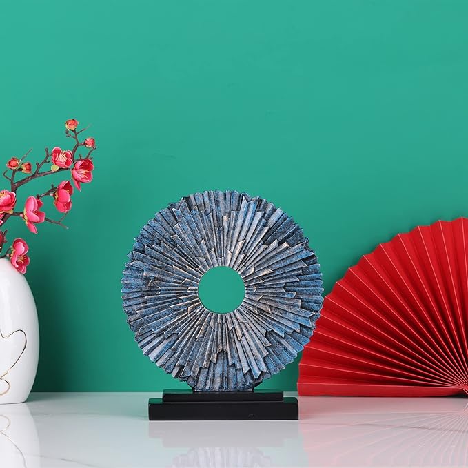 DOVDOV Blue Home Decor Sculpture, Unique Round line Statue, Modern Home Decor, Decorative Panel Statue for Living Room tv Cabinet, Office, Bedroom, Dining Table Center Blue Decor