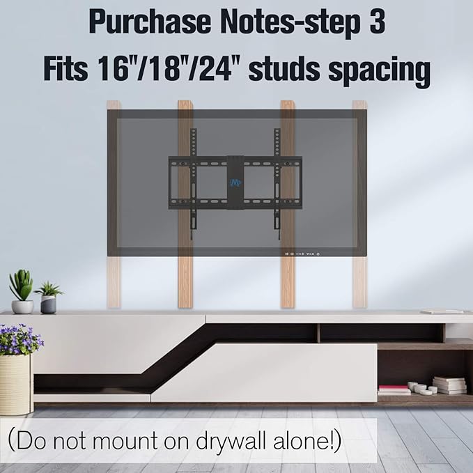 Mounting Dream TV Wall Mount for Most 37-70 Inch Flat Screen TV with Tilting, Low Profile & Space Saving Wall Mount for 16",18",24" Stud, TV Mount Bracket for up to VESA 600 x 400mm, 132lbs MD2868-LK