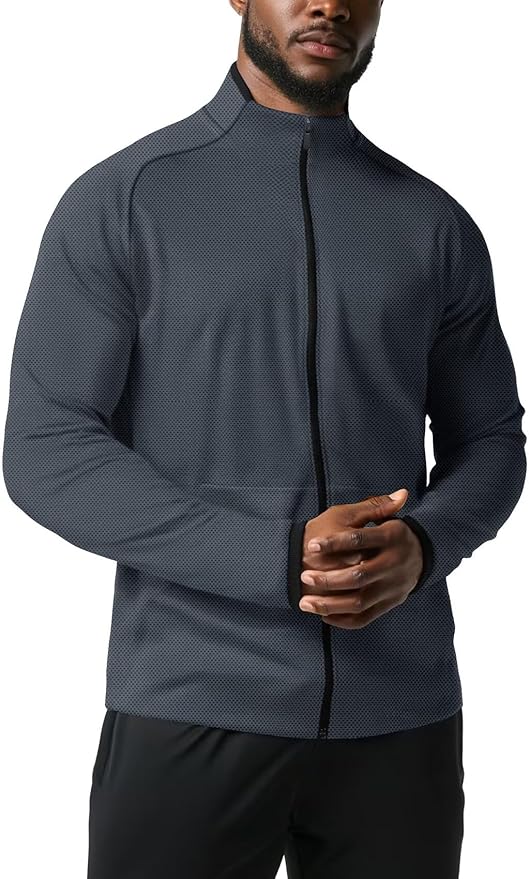 Zengjo Men's Track Jackets Full Zip Running Athletic Workout Lightweight Windproof Jacket with Zipper Pockets Quick Dry