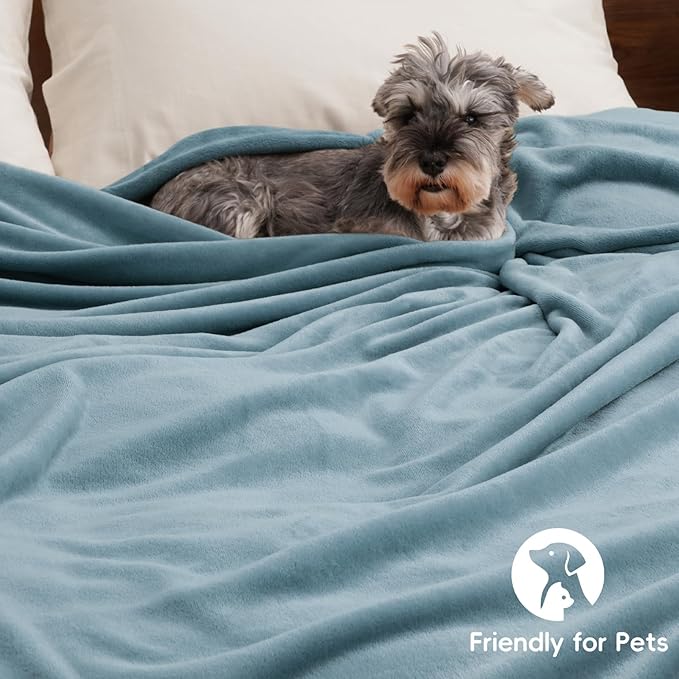 PHF Ultra Soft Fleece Blanket Twin Size, No Shed No Pilling Luxury Plush Cozy 300GSM Lightweight Blanket for Bed, Couch, Chair, Sofa Suitable for All Season, 66" x 90", Dusty Blue