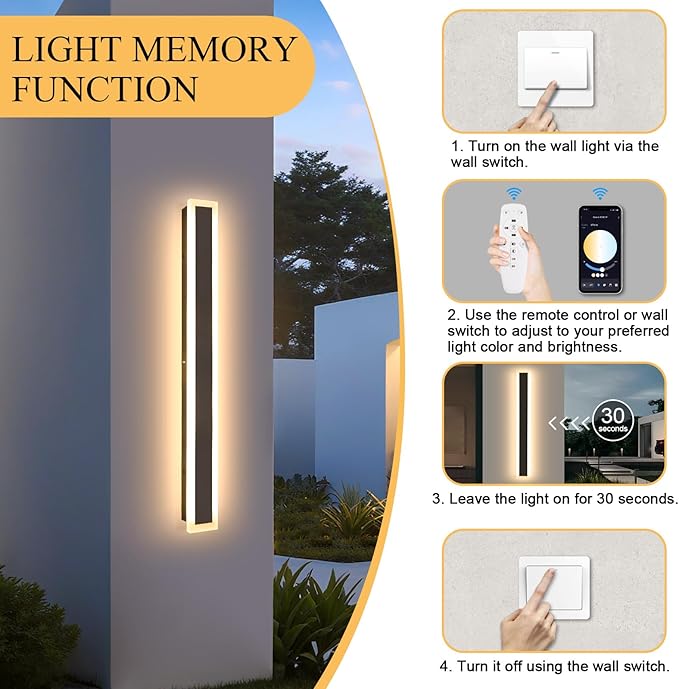 31.5 Inch Long Porch Lights Outdoor, 2 PCS Modern Outdoor Wall Light 3000K-6000K Dimmable Wall Light IP65 Waterproof Exterior Wall Sconce Long Wall Lights for Porch Garage Patio Garden