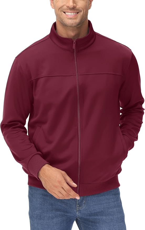 MAGCOMSEN Men's Track Jackets Lightweight Full-Zip Casual Coat Workout Running Athletic Active Jacket With Pockets