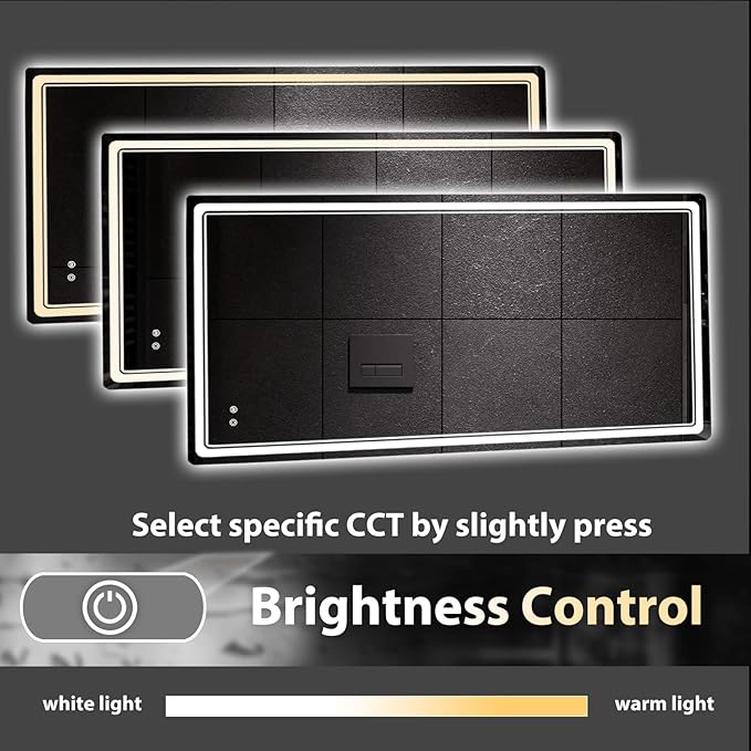 HOMECOOKIN Led Mirror for Bathroom, 27 x 55 Inch Vanity Mirror With Lights Adjustable 3 Colors, Anti-Fog Wall Mounted Backlit Mirror, Horizontal &amp; Vertical