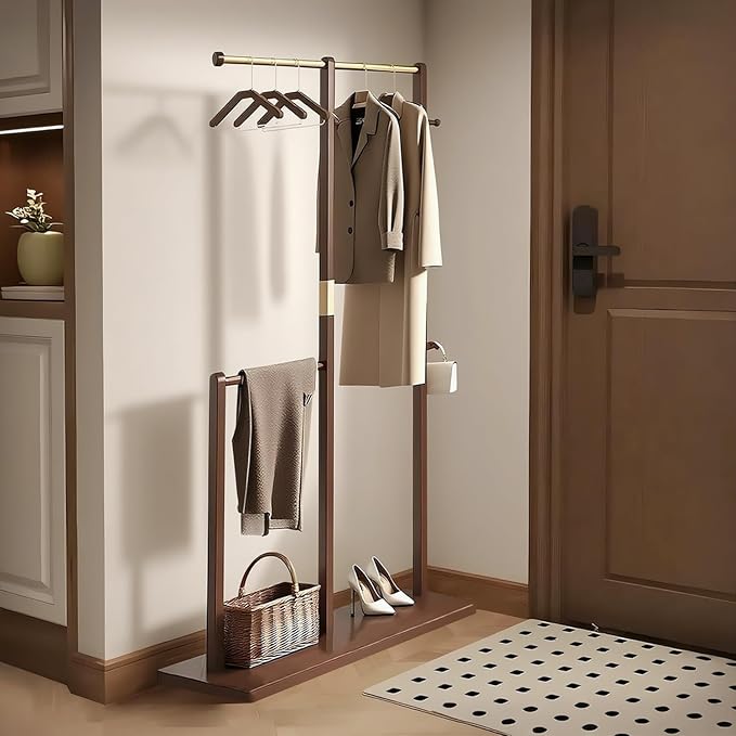 Solid Wood Coat Rack, Coat Rack Freestanding Sturdy Coat Hanger Stand for Entryway Living Bedroom
