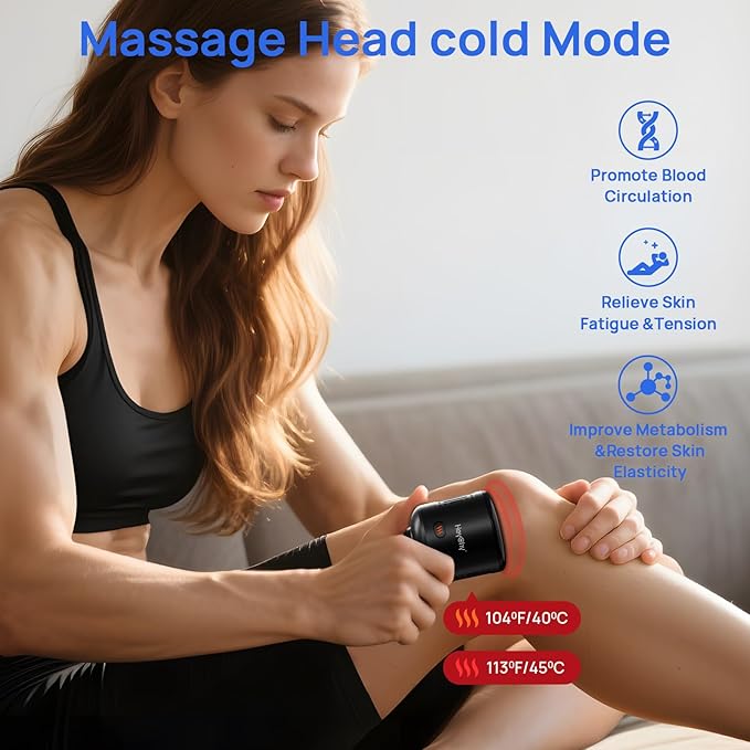 Massage Gun Head with Heat and Cold,Relief Muscle Pain Massage Gun Accessories,Deep Tissue Sports and Fitness Massager Heads,Rechargeable Massager Head,2025 Gifts for Man&Women