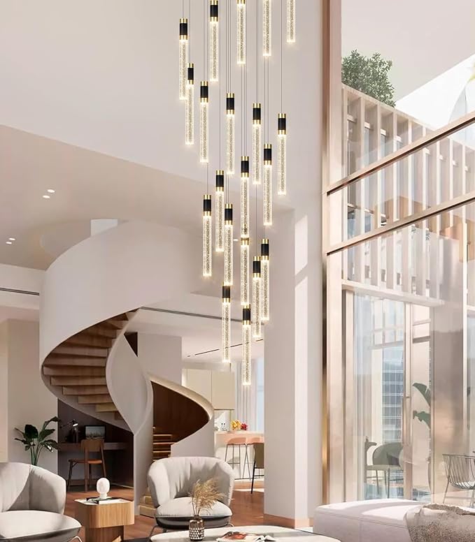 157inch 20-Lights Modern Chandeliers for Living Room LED Dimmbale Light Fixture Entryway High Ceiling Light Pendants Lighting for Dining Room Hallway Staircase with Remote Dimming Chandelier