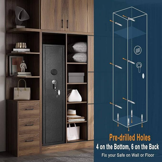 Greenvelly 8-12 Gun Safe for Rifles and Pistols,Quick Access Rifle Gun Safe with Password Lock, Long Gun Cabinet with Shelves and Pockets for Home,Office(No Assembly Required)