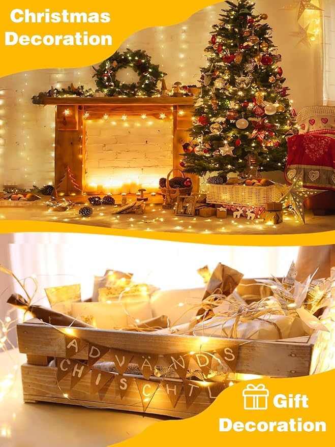 6 Pack Each 33FT 100LED Fairy Lights Battery Operated with Remote, Waterproof Twinkle Lights with Timer, Cuttable String Light Indoor & Outdoor for Bedroom Classroom Wedding DIY Christmas (Warm White)