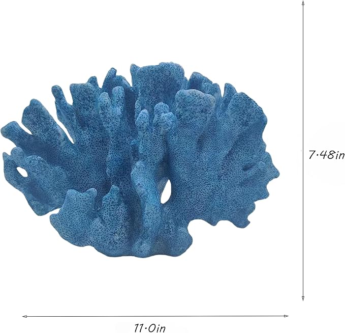 Coral Reef Decor Home Statue,Coastal Beach Nautical Decor,Aquarium、Desk、Bathroom、Room、Shelf Statue,Ocean Themed Gifts (D-Deep Blue)