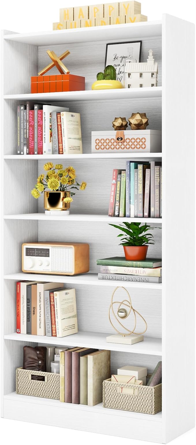 Tribesigns 78-inch Tall Bookcase, Modern 7-Tier White Library Bookshelf with Storage Shelves, Large Open Bookcases Display Shelving Unit for Bedroom Living Room Office