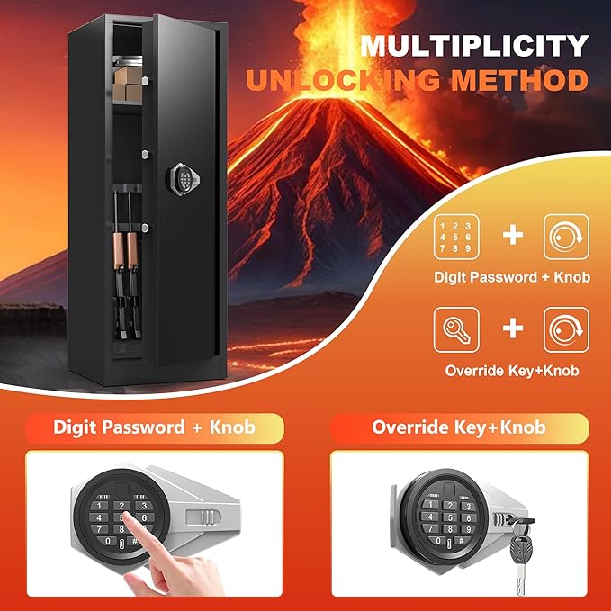 10-14 Gun Cabinet,Large Gun Safe for Rifles and Pistols,Shotgun Safe,Gun Safes for Rifle and Password Lock,Gun Cabinet for Home with Adjustable Shelves with Dual Alarm & Mute Mode