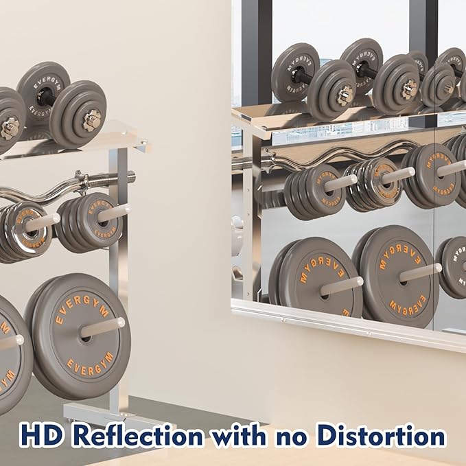 Home Gym Mirror, 48''X24''(Each) -2PCS Full Body Mirror for Yoga, Garage, Dance Studio, Anti-Rust, Tempered Glass,Frameless Mirrors, Wall-Mounted Large Workout Mirrors