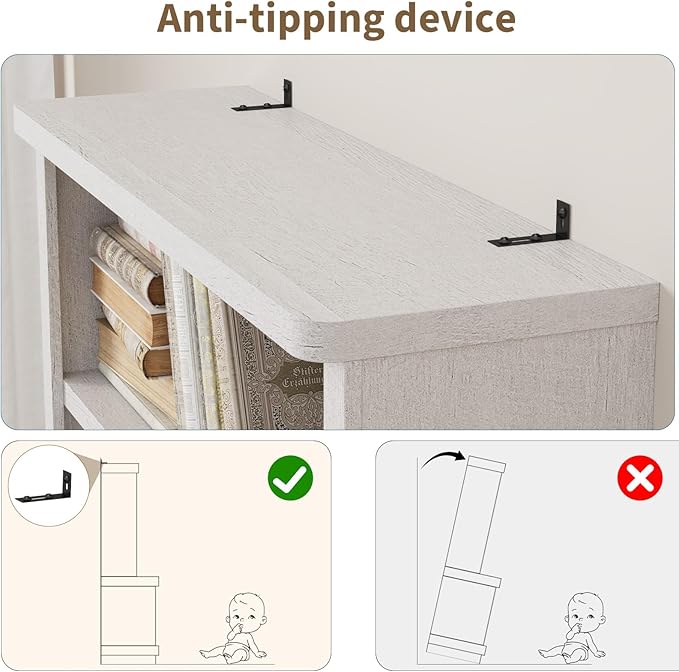 Rresyet 5 Tier Bookcase with Flip-Flop Design, 71" x 37" x 16" Wooden Book Shelf, Extra Bookshelf Storage Organizer, Display Standing Shelf Unit for Home Office, Living Room, Study Room (White)