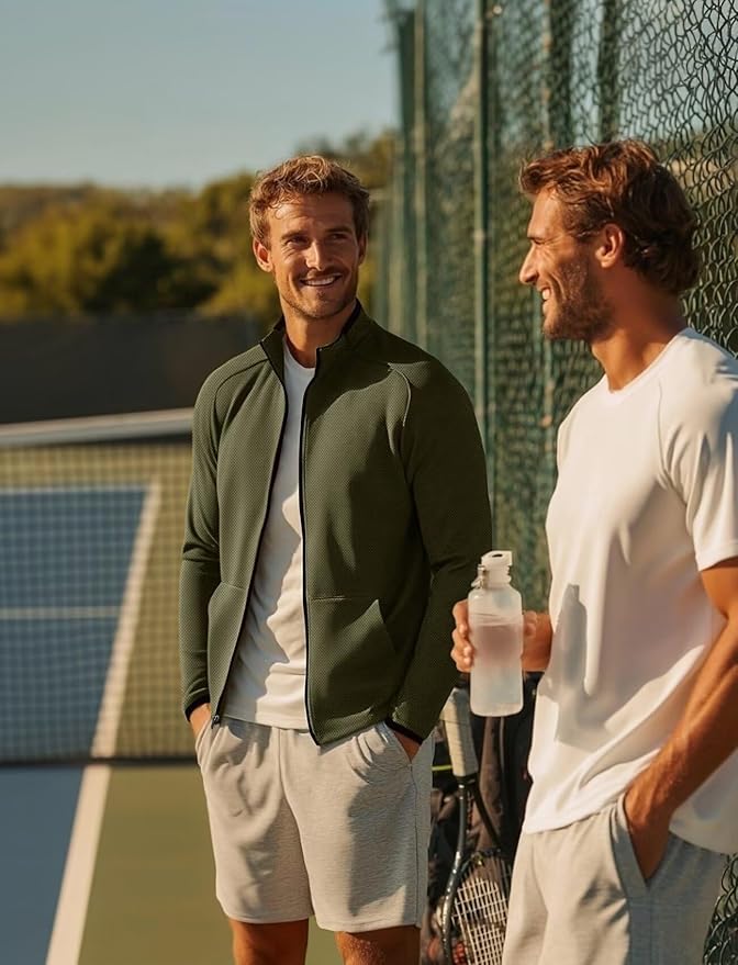 Zengjo Men's Track Jackets Full Zip Running Athletic Workout Lightweight Windproof Jacket with Zipper Pockets Quick Dry