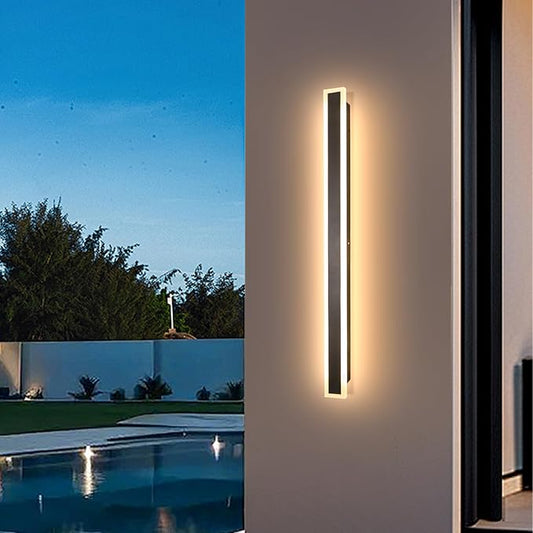 47 Inch Long Outdoor Wall Light, Exterior Wall Sconce 3000K-6000K Dimmable IP65 Waterproof LED Modern Exterior Sconce Black Wall Lighting for House Front Door Porch Garage
