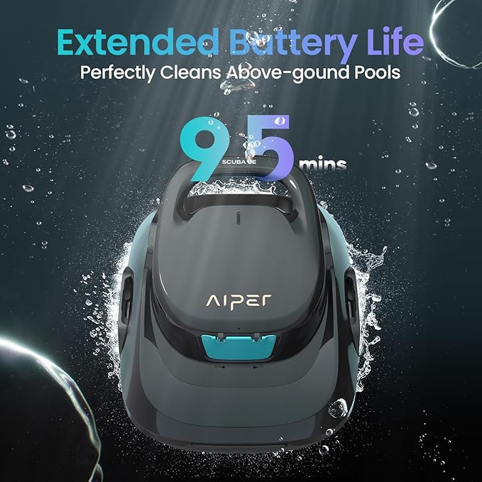 (2025 Upgrade) AIPER Scuba SE Cordless Pool Cleaner, Upgrade 95-Min Runtime, Smart Self-Parking, Pool Vacuum for Above-Ground Pools up to 860 Sq.ft