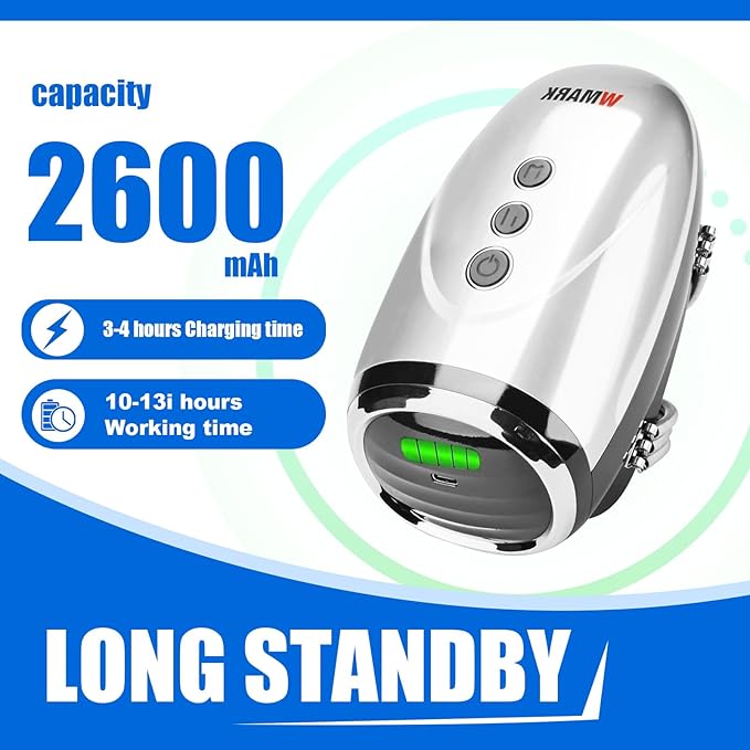 Cordless Handheld/Barber Massager Massager, Charge Neck/Legs/Hand/Face Massager, 2 Massage Nodes 2600AMH-(Silver)