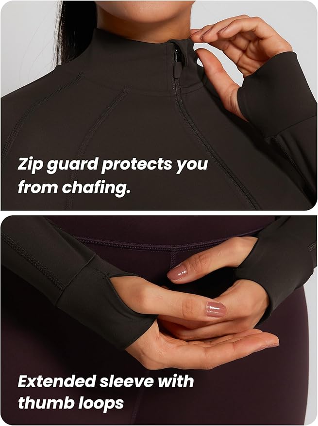 GYM RAINBOW Womens Snatched Workout Jackets Lightweight Zip Up Slim Fit Gym Track Athletic Jackets with Thumb Holes