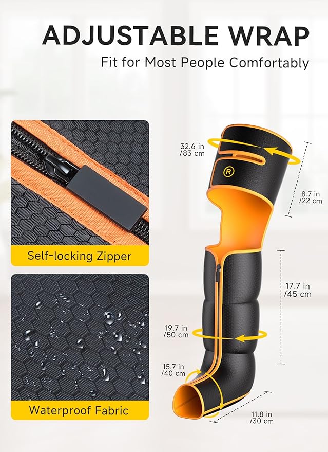 Leg Massager with Heat and Compression, Foot Calf & Thigh Massage for Circulation and Pain Relief, Leg Compression Massager with Handheld Controller 3 Intensities 6 Modes