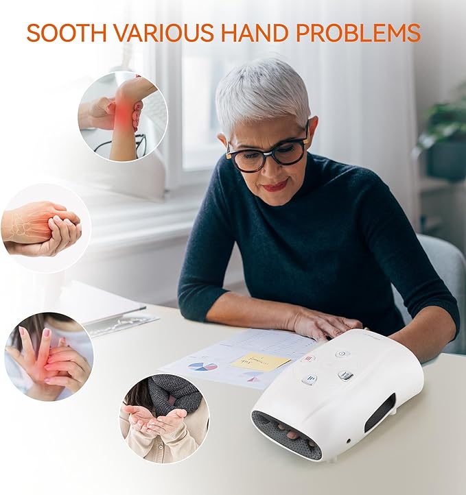 Snailax Hand Massager with Heat and Compression, Vibration, Cordless Hand Massager, 3 Compression Intensities, Rechargeable, Gifts for Women, Men, Mom